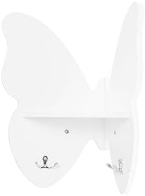Curipeer 2 Pack Butterfly Corner Floating Shelves with Hooks White