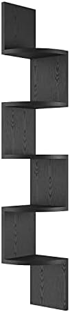 GREENDEW 5-Tier Wall Mount Floating Corner Shelf Black
