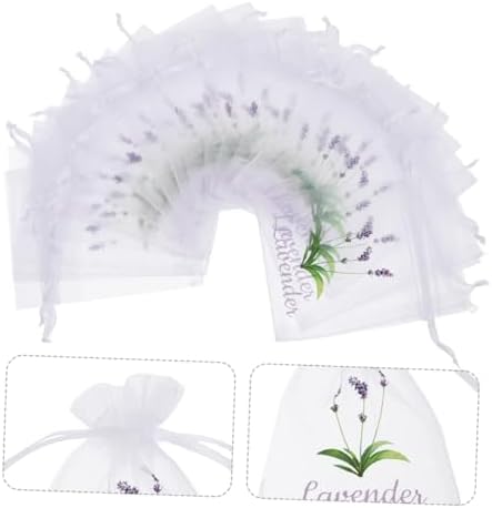 PRETYZOOM 50pcs Organza Drawstring Pouches for Dried Flowers Spices