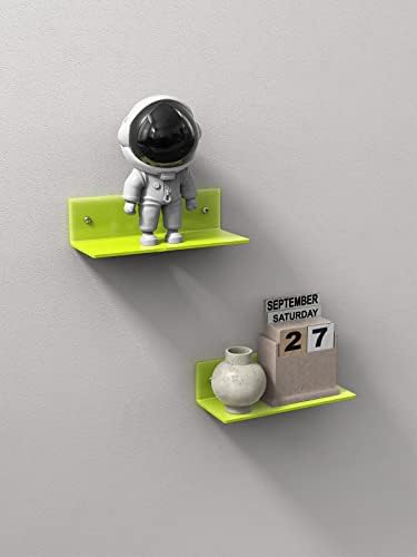 Neon Green Floating Shelf Set of 2 with Cable Clips