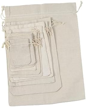 4Pack Cotton Drawstring Sachet Bags for Tea Storage and Lavender Fragrance