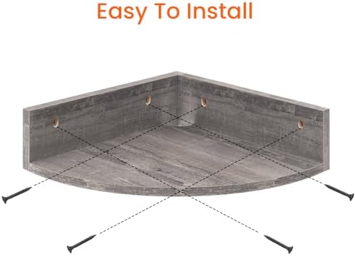 Homode Corner Floating Shelves Set of 3 Rustic Grey