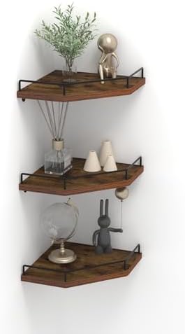 Trwcrt Corner Shelf Wall Mounted Set of 3 Brown