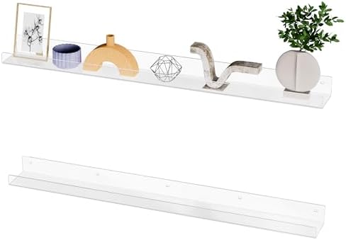 36 Inch Clear Acrylic Floating Wall Shelf 2 Pack