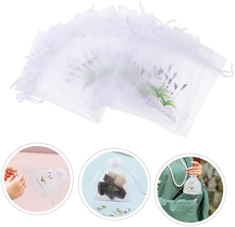 Garneck 20pcs Lavender Sachet Drawstring Mesh Pouches
