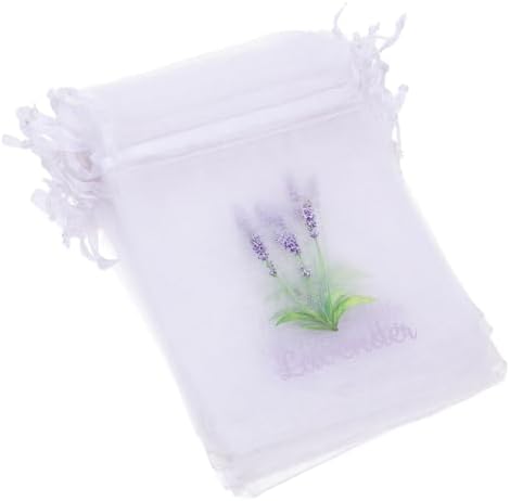 Amosfun 20pcs Organza Lavender Sachets Bags Drawstring Closure Spacious Storage