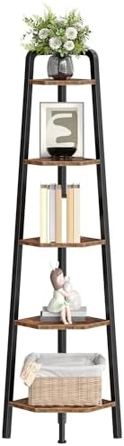CHOEZON 5-Tier Corner Shelf 596 Tall Metal Ladder Bookshelf