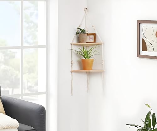 Artilady Corner Shelf - 2 Tier Floating Wood Wall Decor