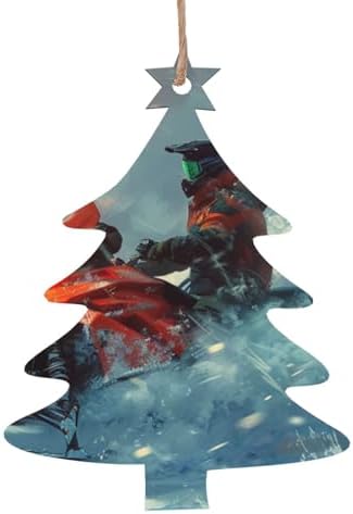 Yilequan Wooden Christmas Tree Decorations Snowmobile