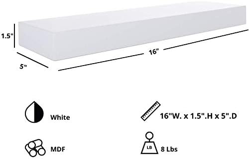Kiera Grace White Floating Shelf for Home Dcor