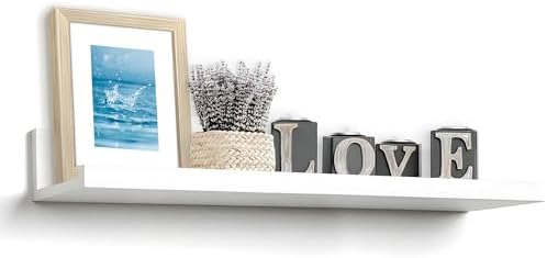 InPlace Durable Shelf with Picture Ledge - White Floating Wall Mount