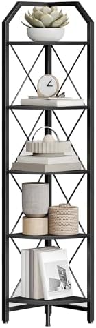 5-Tier Corner Shelf with Metal Frame Black