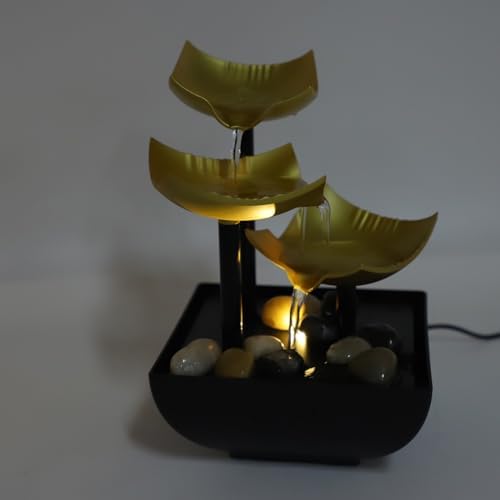 3 Tier Desktop Fountain with LED Light and Stones