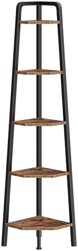 CHOEZON 5-Tier Corner Shelf 596 Tall Metal Ladder Bookshelf