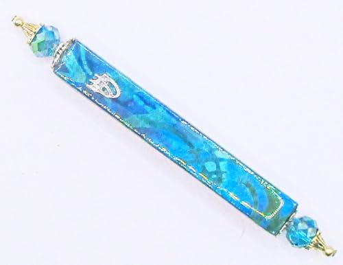 Handmade Blue Batik Mezuzah