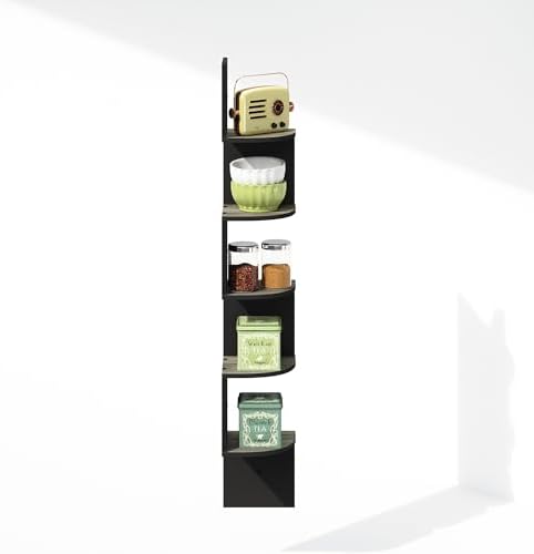 Furinno 5 Tier Floating Corner Shelf Black