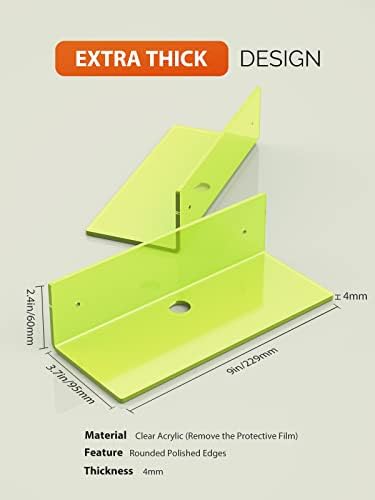 Neon Green Floating Shelf Set of 2 with Cable Clips