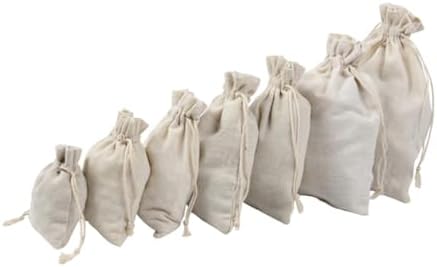 4Pack Cotton Drawstring Sachet Bags for Tea Storage and Lavender Fragrance