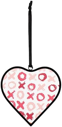 DEMDACO OXOX Heart Suncatcher Hanging Ornament 3 Inch Red Pink