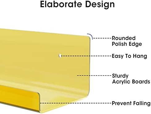 RRG 15 Inch Acrylic Floating Shelves 2 Pack Yellow