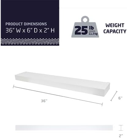 HIGH MIGHTY 36 Floating Shelf 25lbs Load Capacity