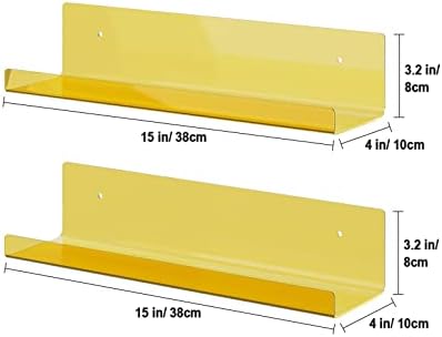 RRG 15 Inch Acrylic Floating Shelves 2 Pack Yellow