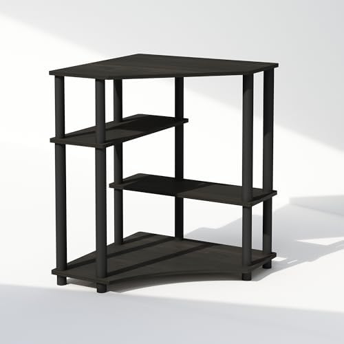 Furinno Turn-N-Tube Corner Shelf Display Bookshelf Espresso Black