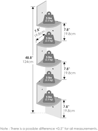 Furinno 5 Tier Floating Corner Shelf Black