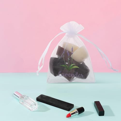 Amosfun 20pcs Organza Lavender Sachets Bags Drawstring Closure Spacious Storage