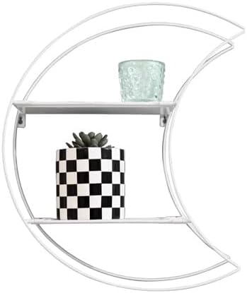 Urban Lifestyle 2-Tier Floating Shelf with Crescent Moon Design