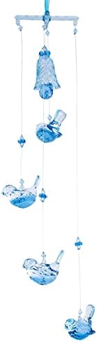 Acrylic Hanging Ornaments with 4 Birds and Bells Light Blue