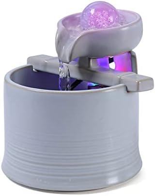 Modern Indoor Ceramic Water Fountain with Lights and Pump