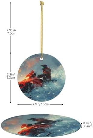 Yilequan Snowmobile Ceramic Christmas Ornament