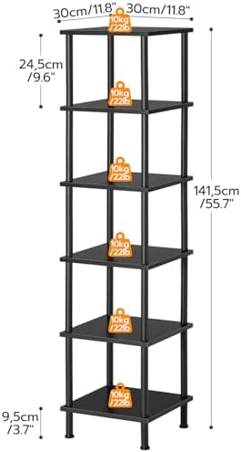 HOOBRO 6-Tier Corner Shelf Black BK55CJ01