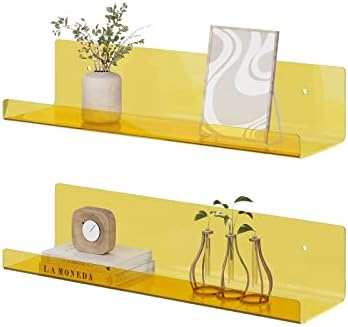 RRG 15 Inch Acrylic Floating Shelves 2 Pack Yellow