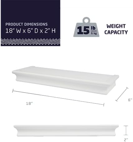 HIGH MIGHTY 18 Inch Floating Shelf 15 lbs