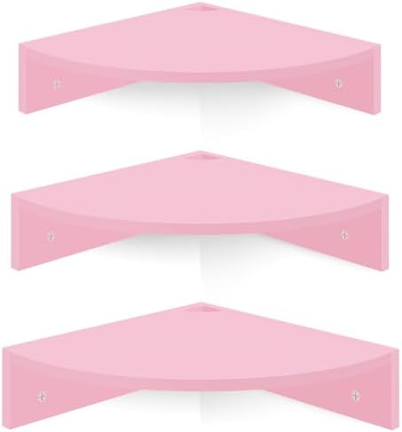 Homode Pink Corner Floating Shelves Set of 3