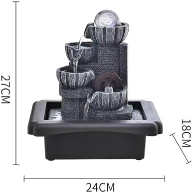 Tabletop Fountain with Rotating Beads and Flowing Water Decorations