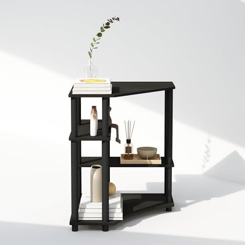 Furinno Turn-N-Tube Corner Shelf Display Bookshelf Espresso Black