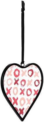 DEMDACO OXOX Heart Suncatcher Hanging Ornament 3 Inch Red Pink