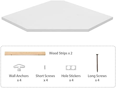 White Floating Corner Shelf with Cable Hole