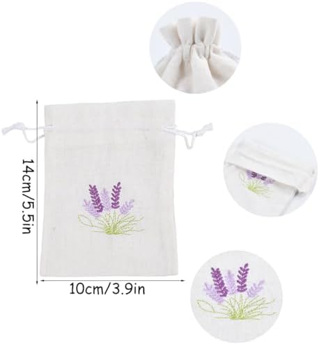 10 Pcs Lavender Pattern Burlap Drawstring Sachet Bags for Wedding DIY