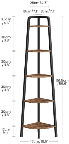 CHOEZON 5-Tier Corner Shelf 596 Tall Metal Ladder Bookshelf
