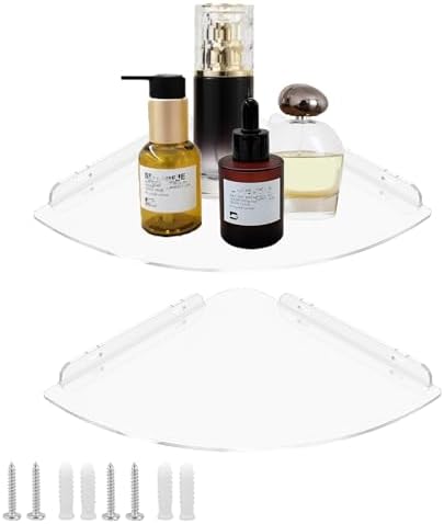 Acrylic Corner Floating Shelf 7 Inch Waterproof Wall Mount Organizer