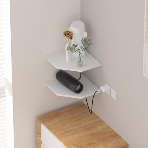 JJL Corner Shelf Wall Mounted 2 Tier 133 Inch Deep