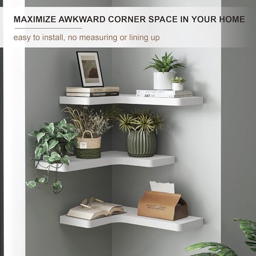 Fuqing Corner Floating Shelves Set of 3 White