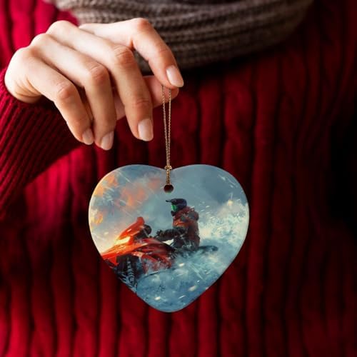 Yilequan Snowmobile Ceramic Christmas Tree Ornament