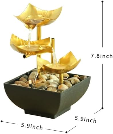 APLUSH Tabletop Fountain Waterfall with 3-Tier Design and Deep Basin