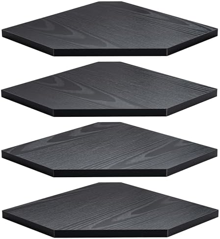 Set of 4 Classic Black Floating Corner Shelves