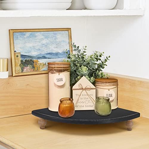 Rustic Black Wood Corner Shelf for Farmhouse Decor